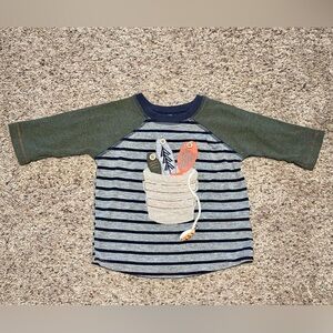 Mudpie | Infant Fishing Appliqué 3/4 Sleeve Shirt | Size 12-18 Month